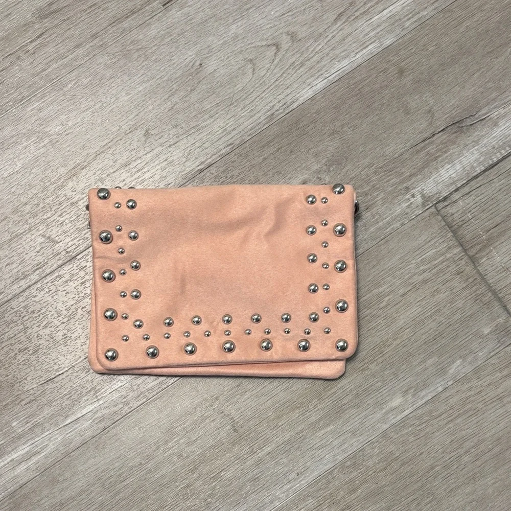 Studded Pink Clutch - strap included